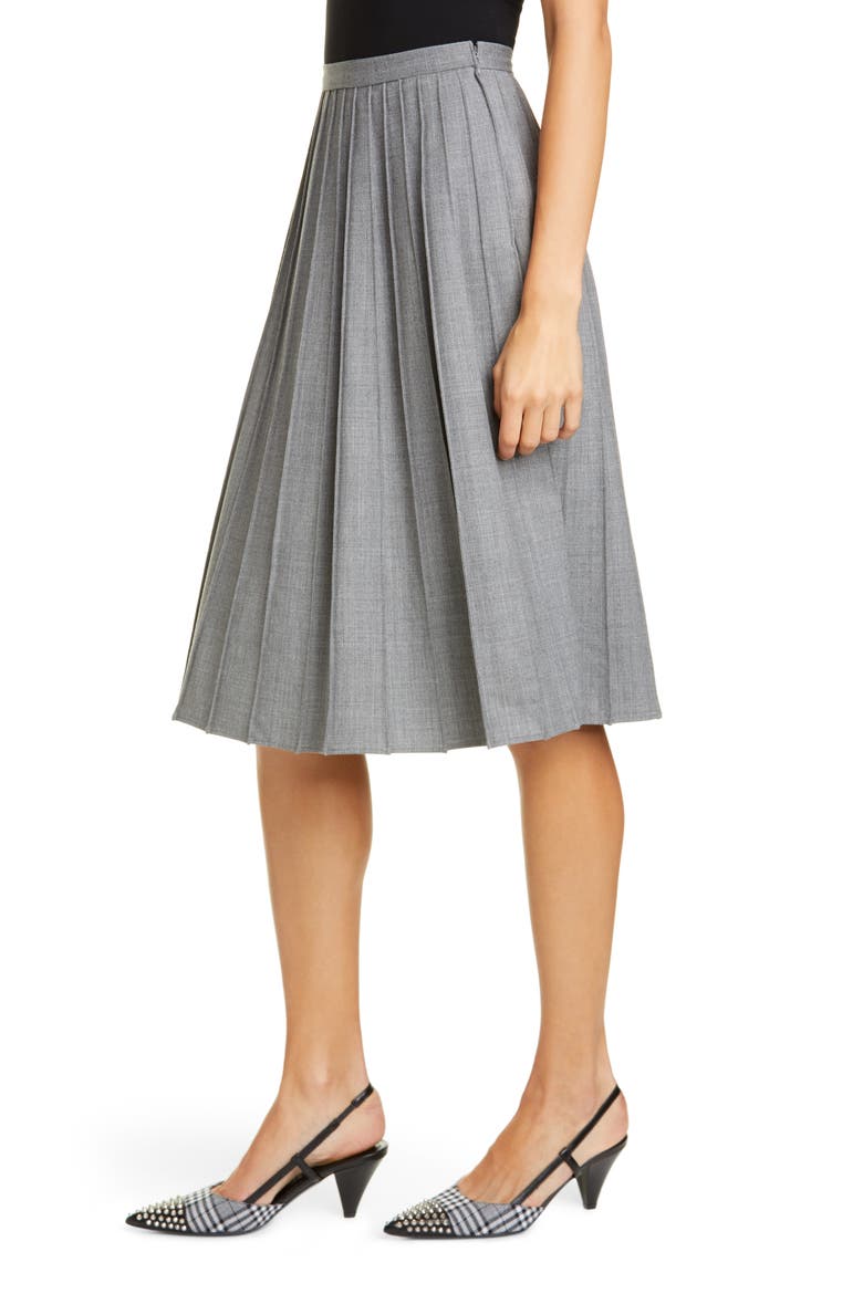 Pleated A-Line Skirt, Alternate, color, BANKER MELANGE