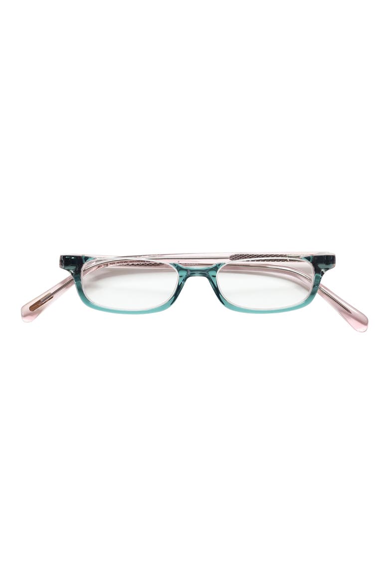 What Inheritance 47mm Rectangular Reading Glasses, Main, color, GREEN/ BLUSH/ CLEAR