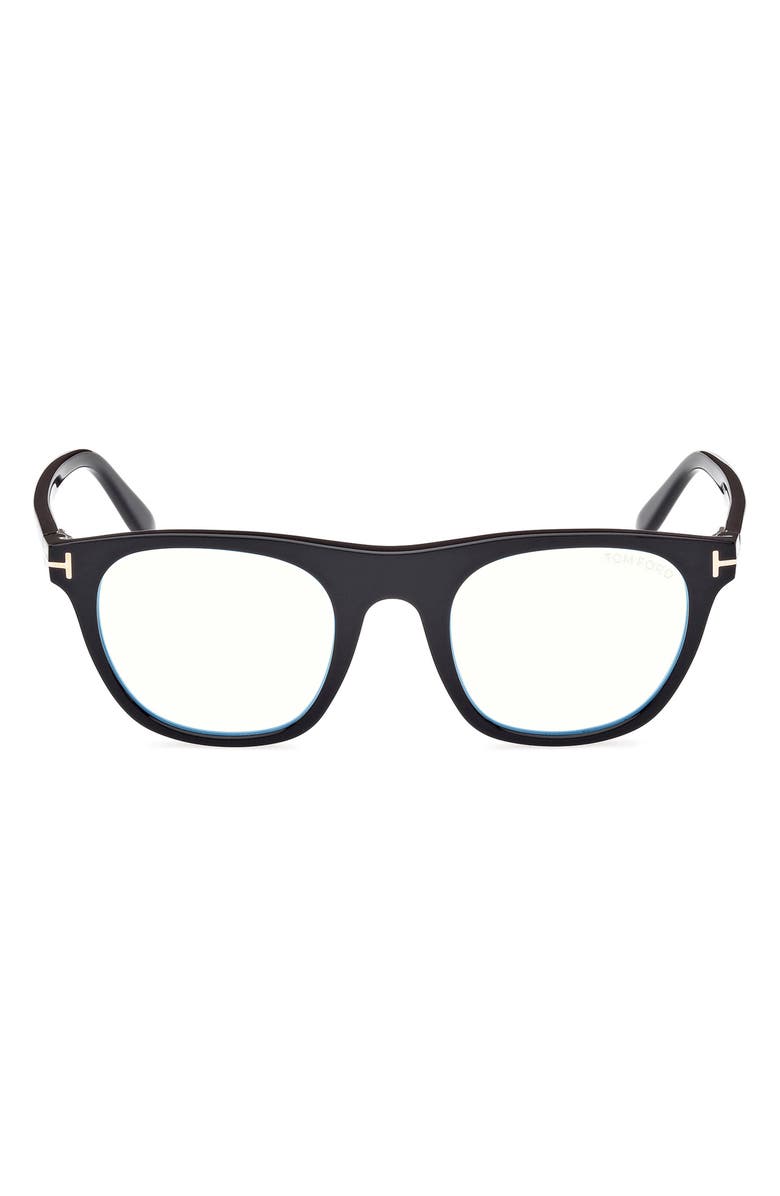 TOM FORD 51mm Square Blue Light Blocking Optical Glasses, Main, color, 