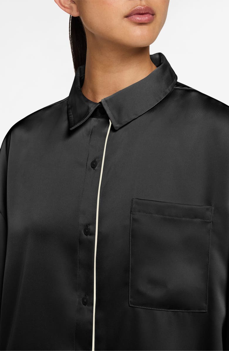 Nike Oversize Satin Button-Up Top, Alternate, color, Black/ Sail
