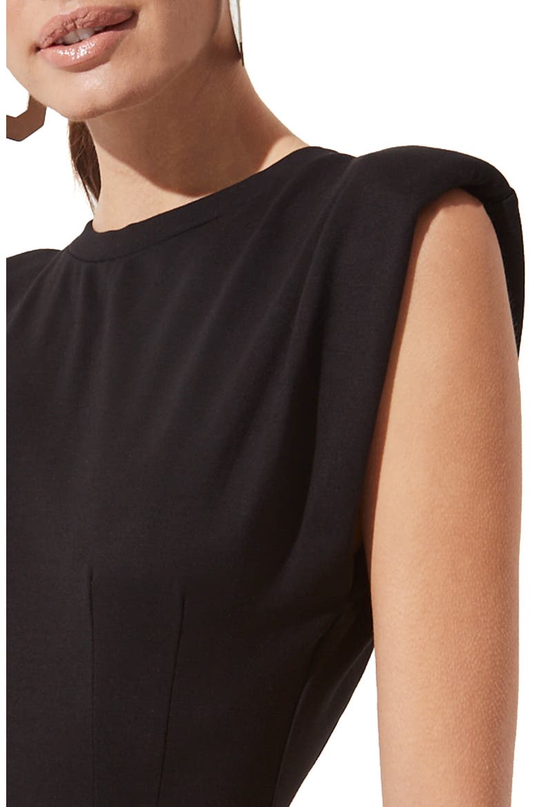 Padded Shoulder Knit Sheath Dress, Alternate, color, BLACK