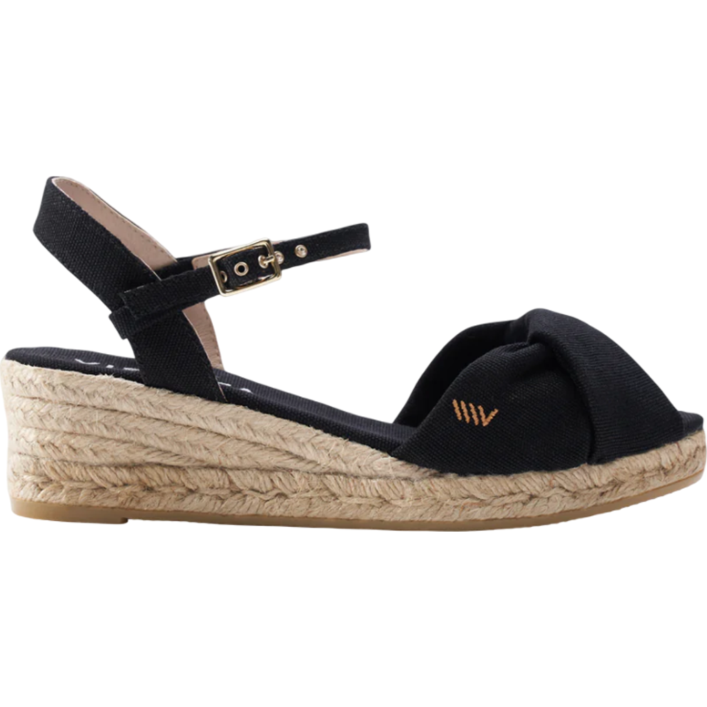 Viscata Farella Canvas Espadrille Sandal Wedges In Black