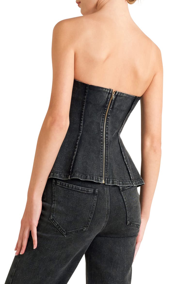 Strapless Denim Tube Top, Alternate, color, BLACK