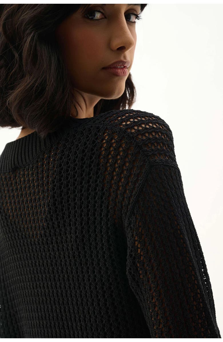 JOSEPH RIBKOFF Acrylic Blend Open Stitch Sweater, Alternate, color, Black