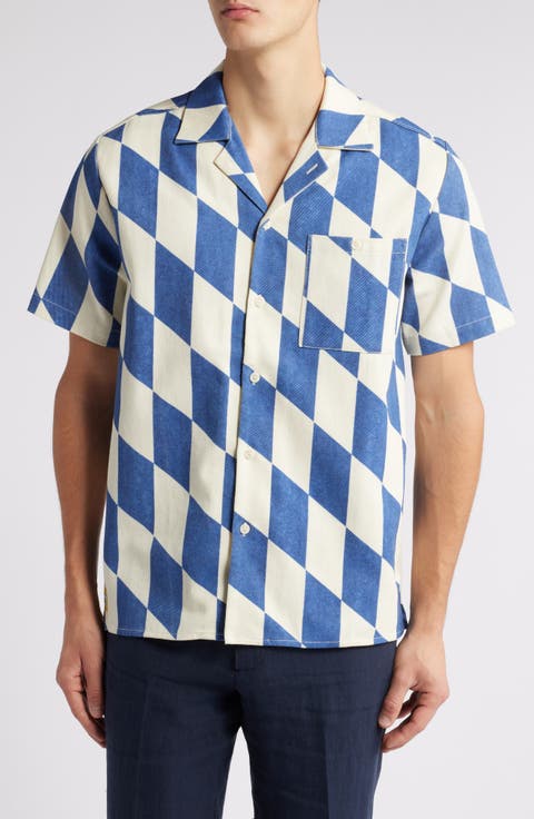 Market Diamond Cotton Twill Camp Shirt