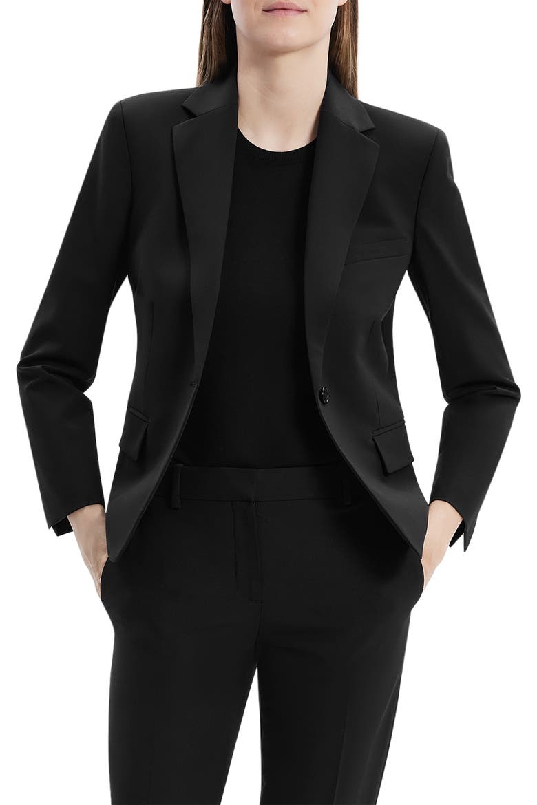 Slim Fit One Button Blazer, Main, color, BLACK