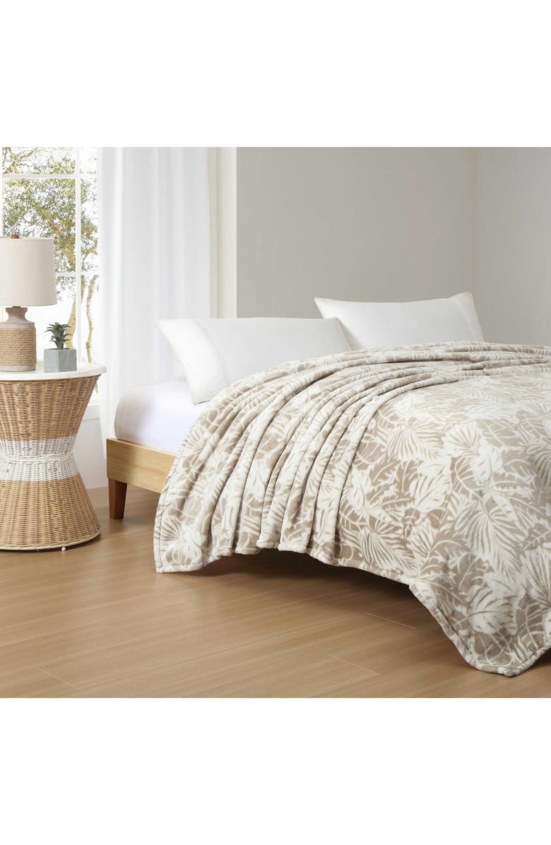 Tommy Bahama Costa Blanca Plush Throw Blanket, Alternate, color, Dark Beige