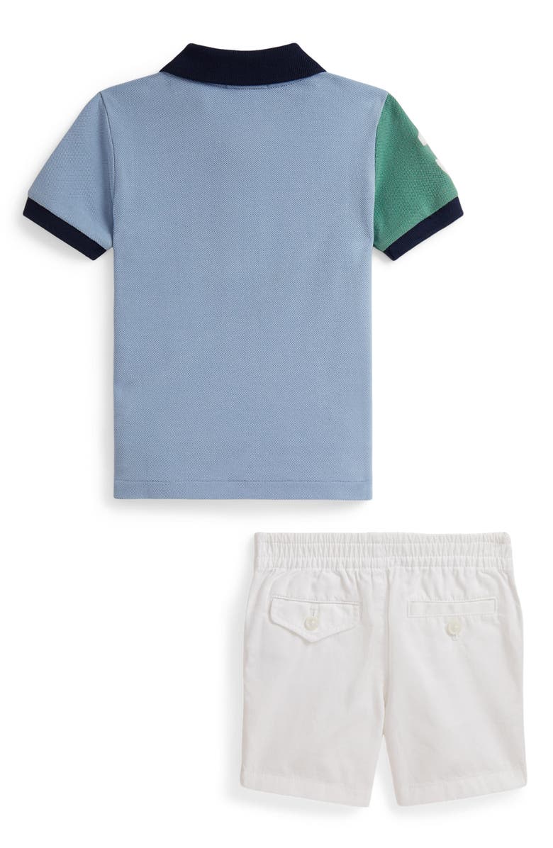 Ralph Lauren Big Pony Piqué Polo & Pull-On Shorts Set, Alternate, color, White Multi