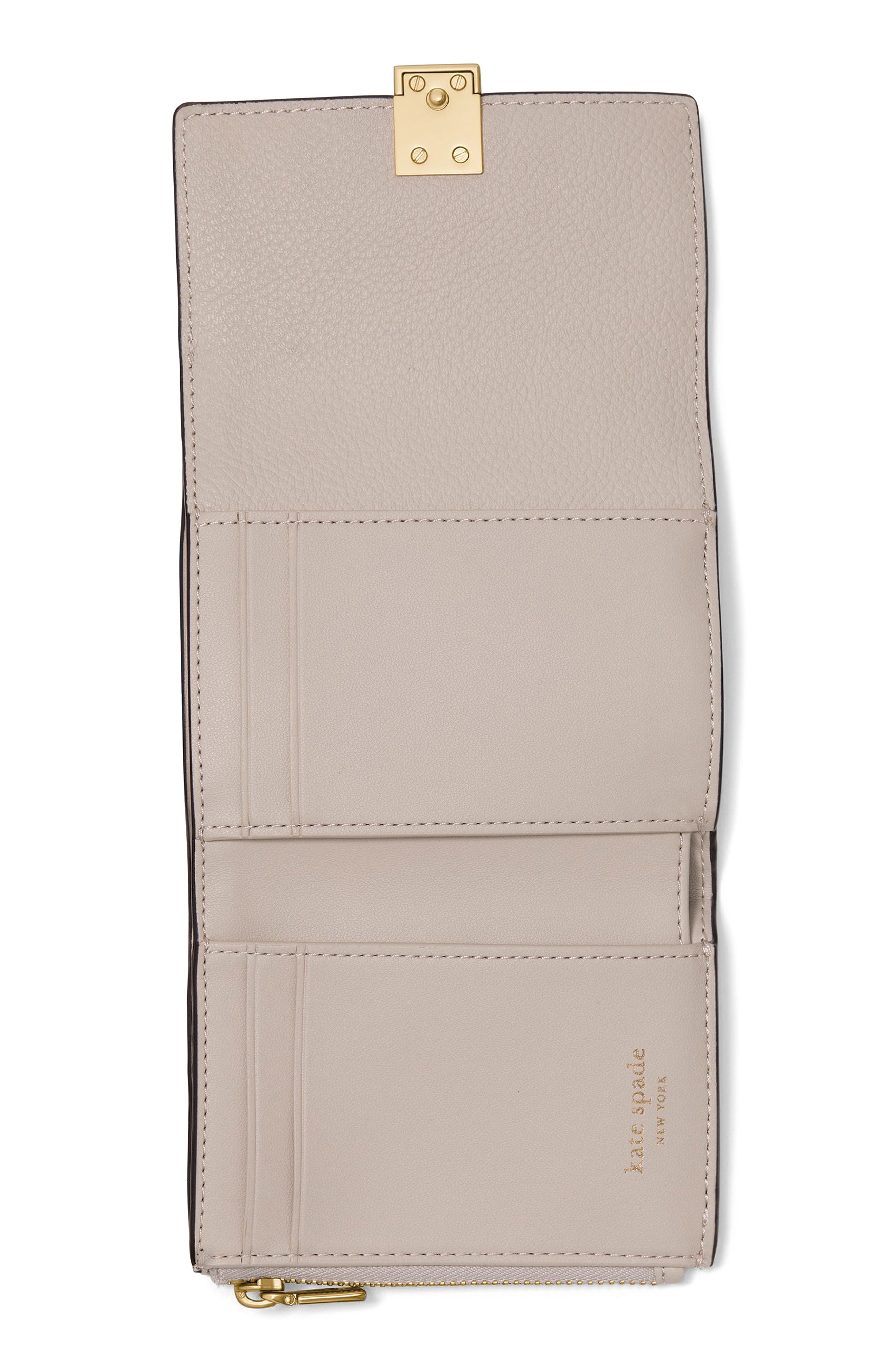 deco colorblock pebble leather trifold wallet, Alternate, color, CASHEW MILK MULTI