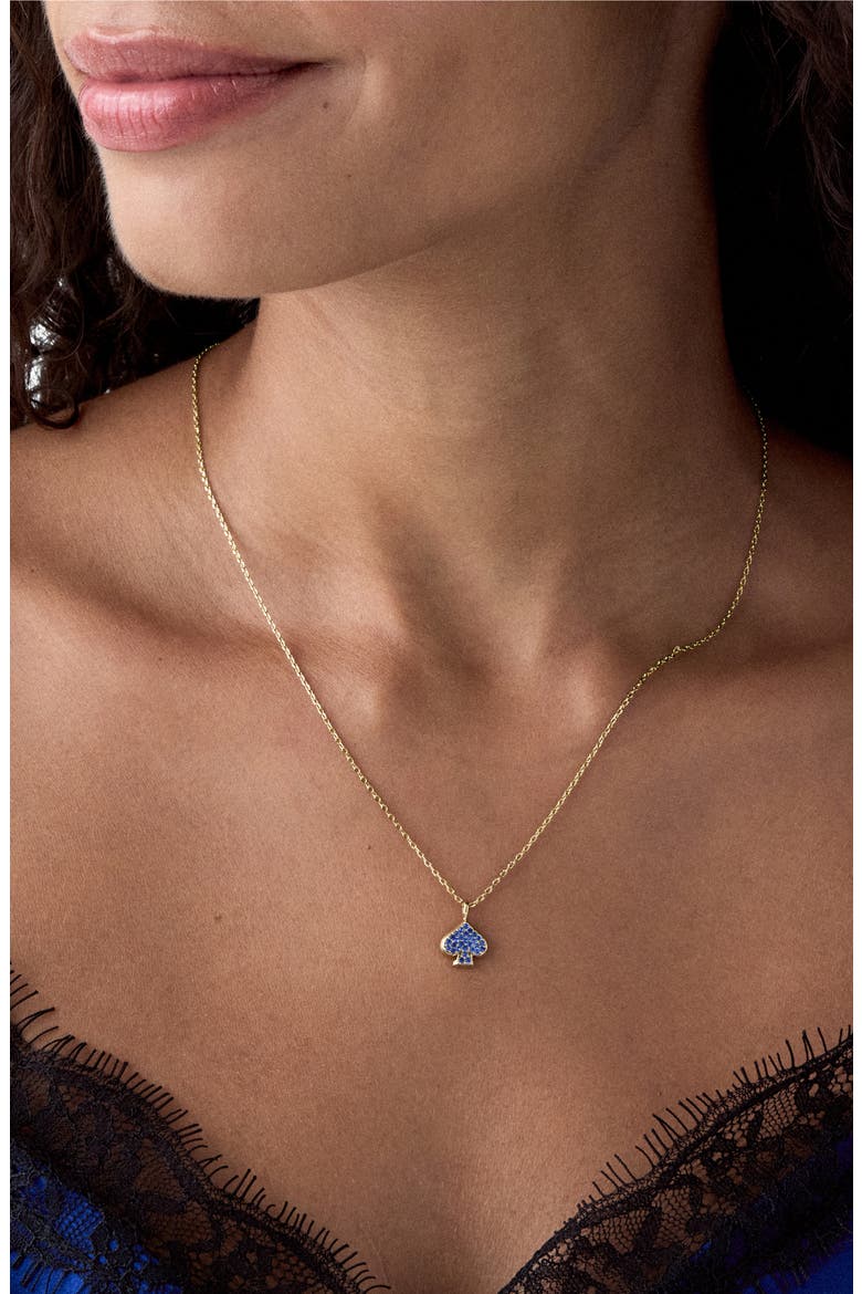 Everyday Spade Pavé Mini Pendant Necklace, Alternate, color, SAPPHIRE