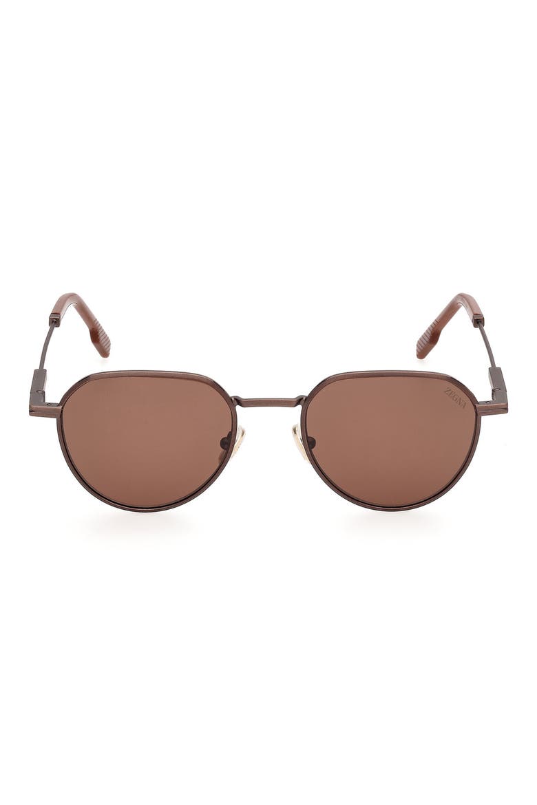 54mm Round Sunglasses, Main, color, ANTIQUE COPPER / LIGHT BROWN