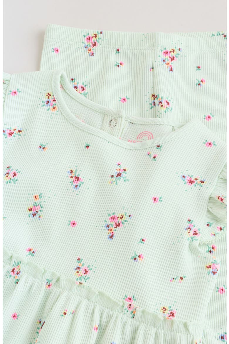 Ditsy Floral Top & Leggings Set, Alternate, color, GREEN