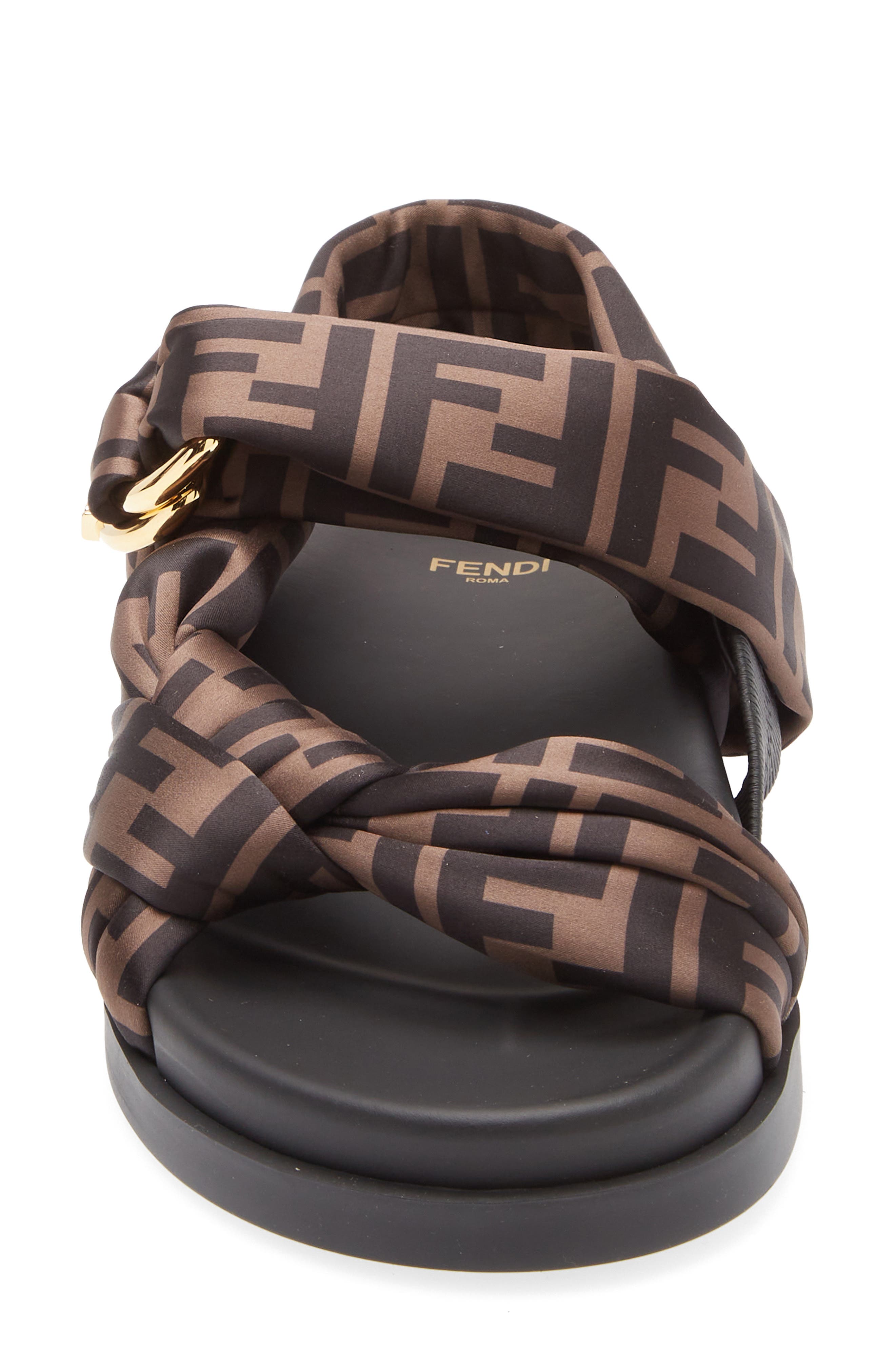 Fendi Feel Sandal, Alternate, color, Tabacco/ Nero