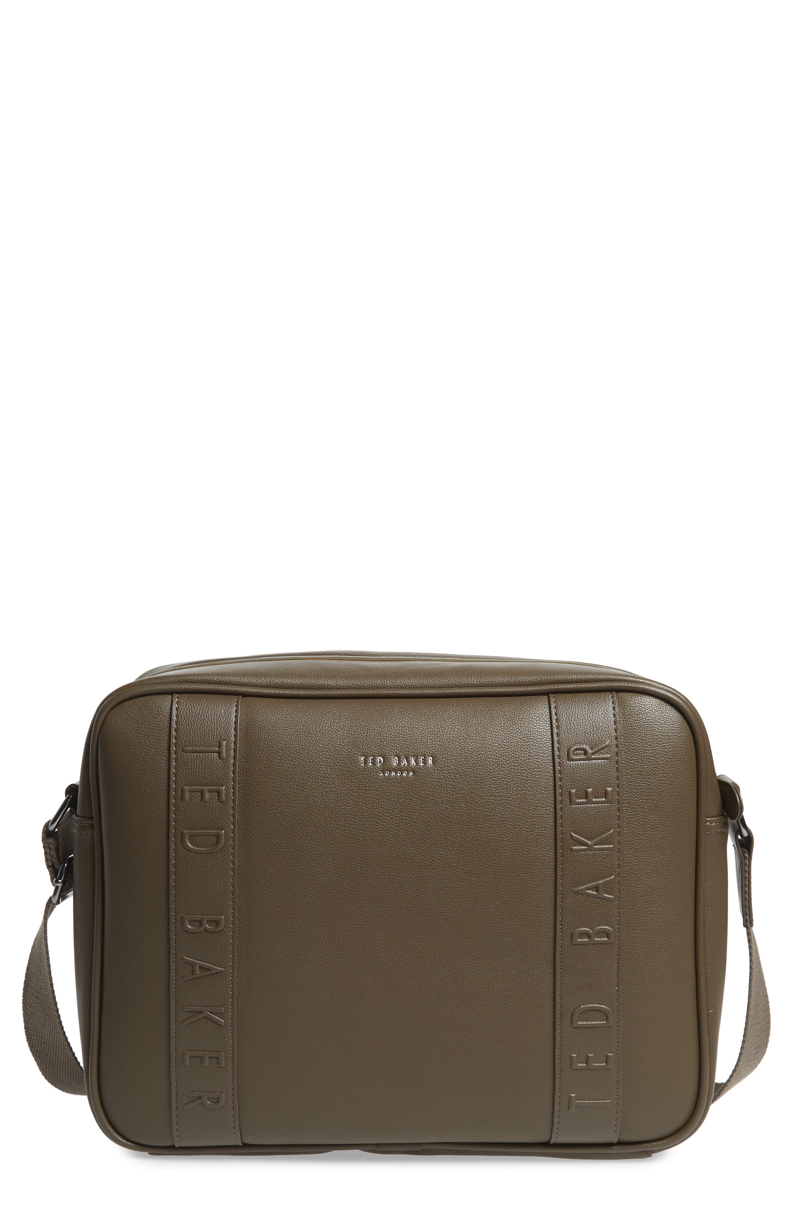 Tabla Dispatch Faux Leather Messenger Bag, Main, color, OLIVE