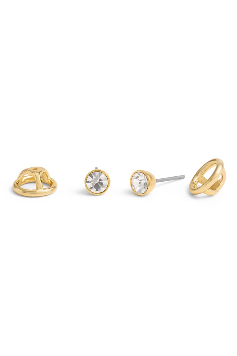 Halo Crystal Stud Earrings, Alternate, color, CRYSTAL/ GOLD