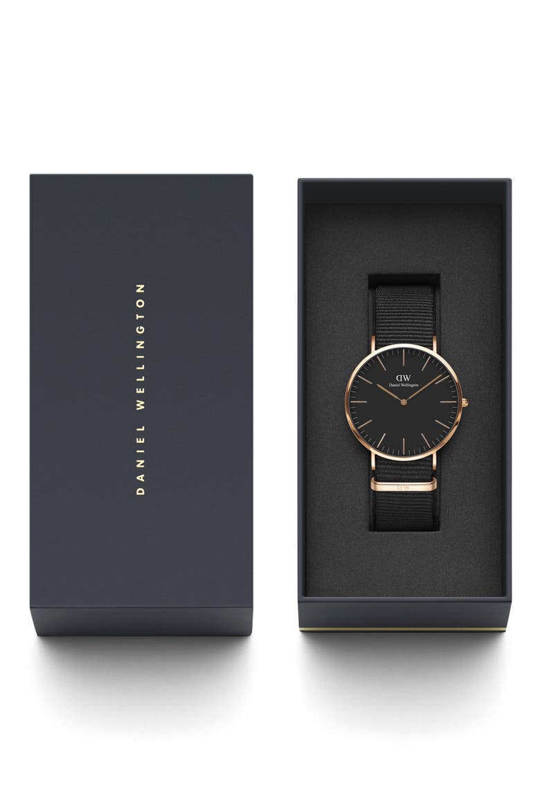 Classic Cornwall NATO Strap Watch, 40mm, Alternate, color, ROSE GOLD/ BLACK
