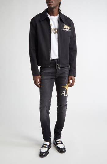 Starburst Appliqué Ripped Skinny Jeans