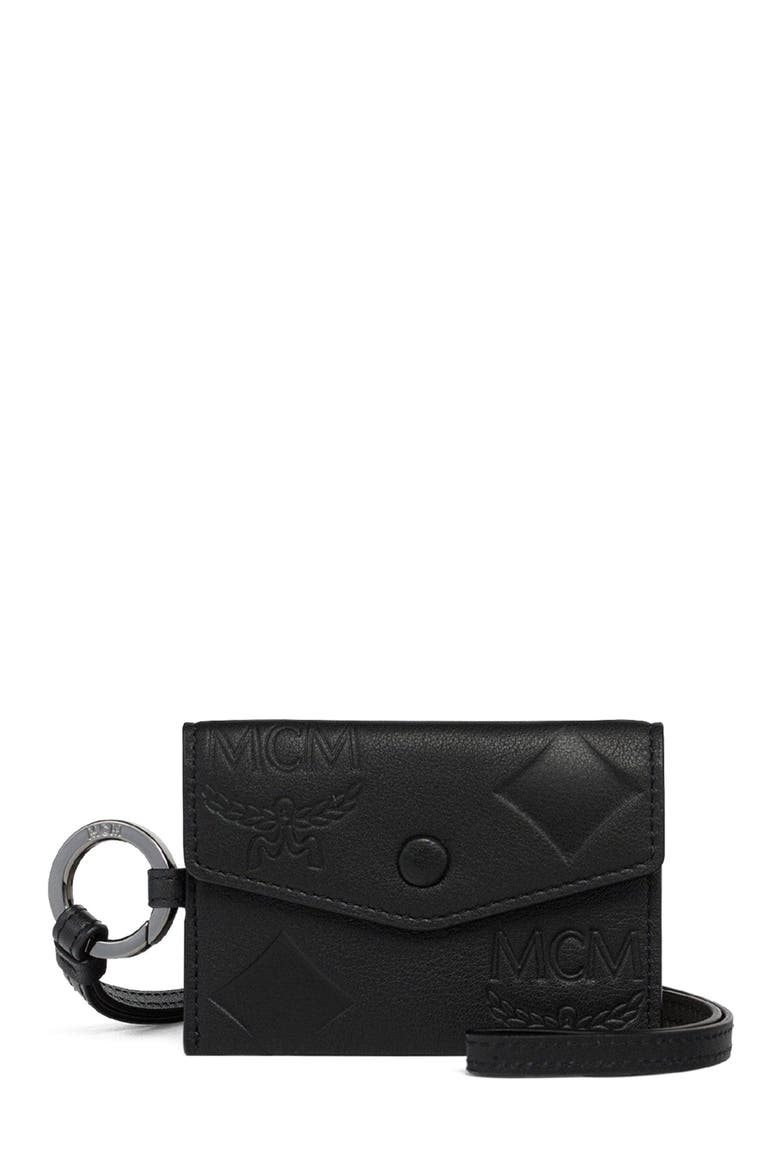 Aren Lanyard ID Wallet in Maxi Monogram Leather, Main, color, Black
