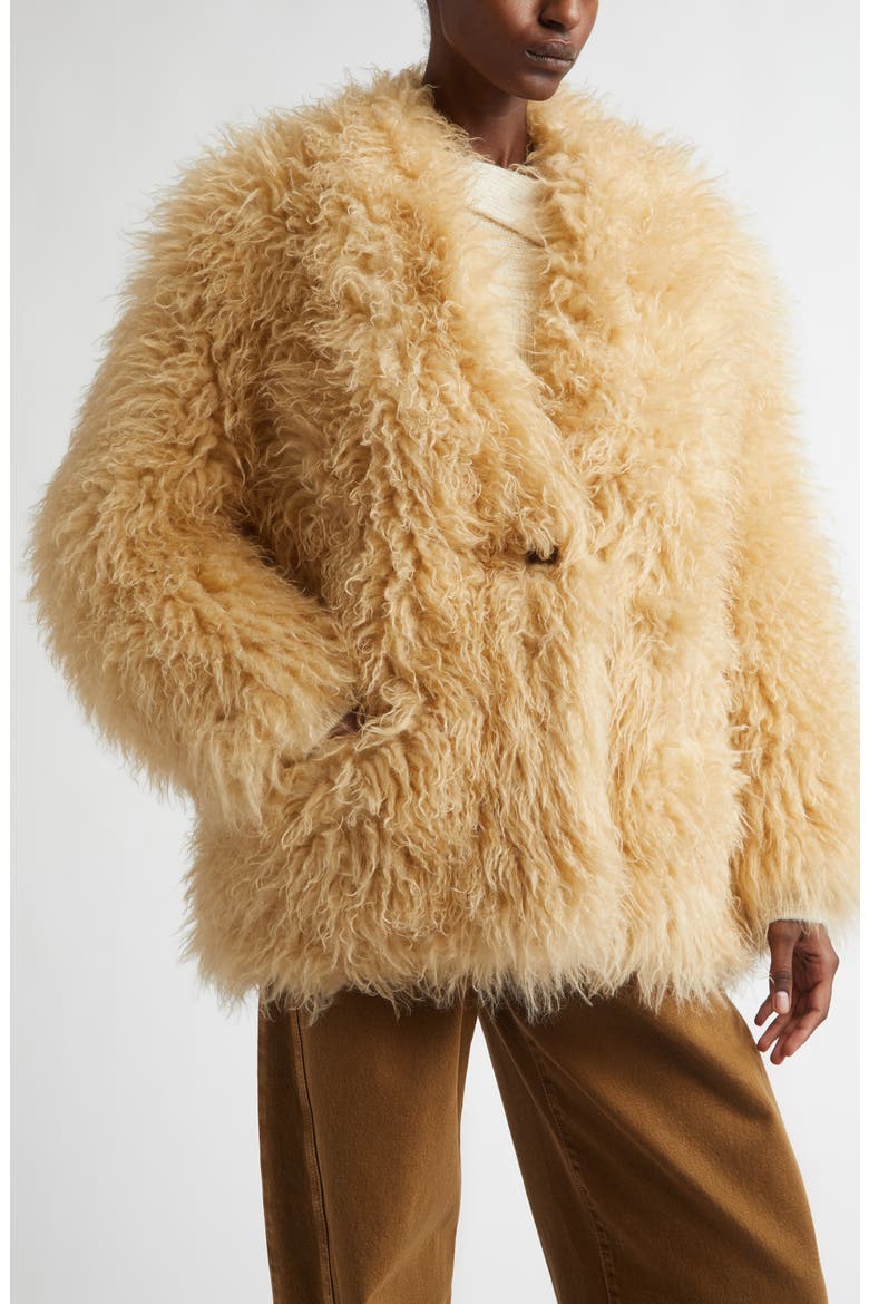 Mylae Faux Fur Coat, Alternate, color, PALE YELLOW