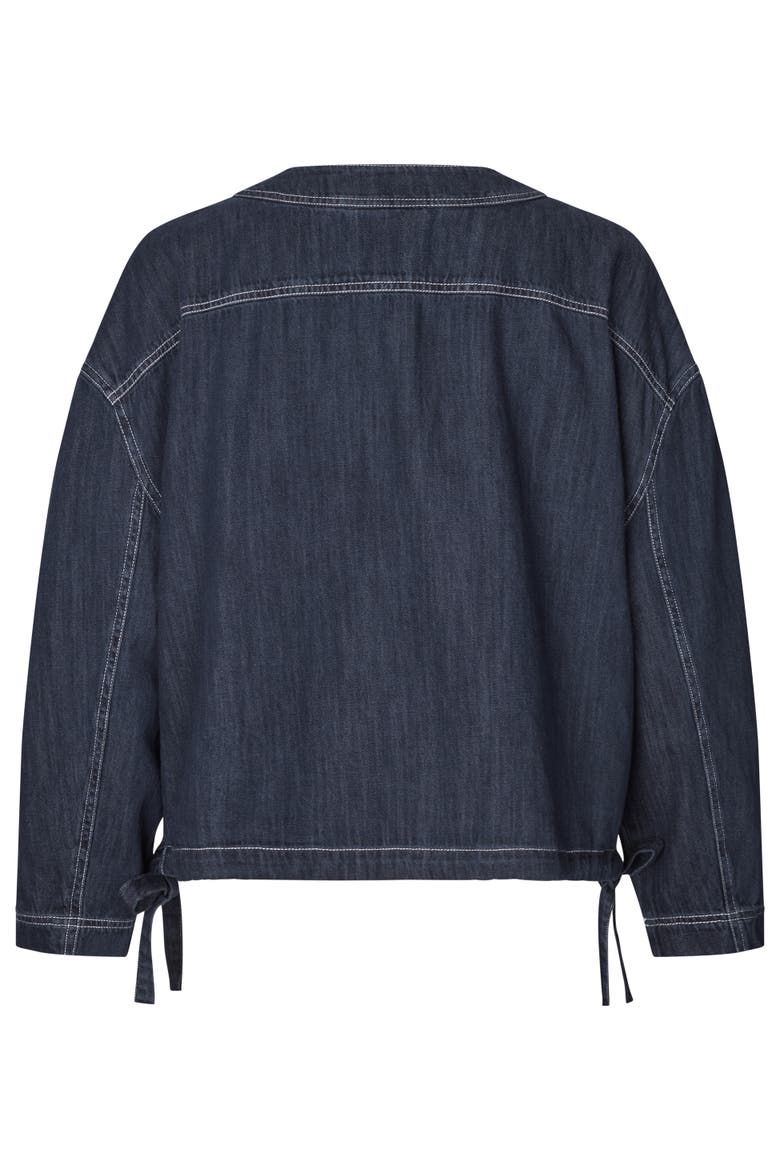 Cropped Button-Front Jacket, Alternate, color, Dark Denim