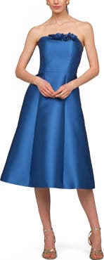 Kay Unger Livia Strapless Satin Cocktail Dress