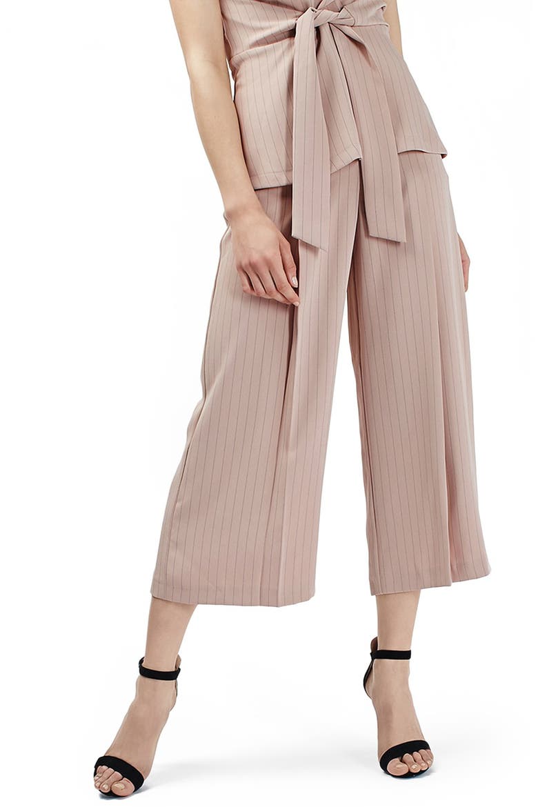 Pinstripe Wide Leg Crop Pants, Main, color, BLUSH MULTI