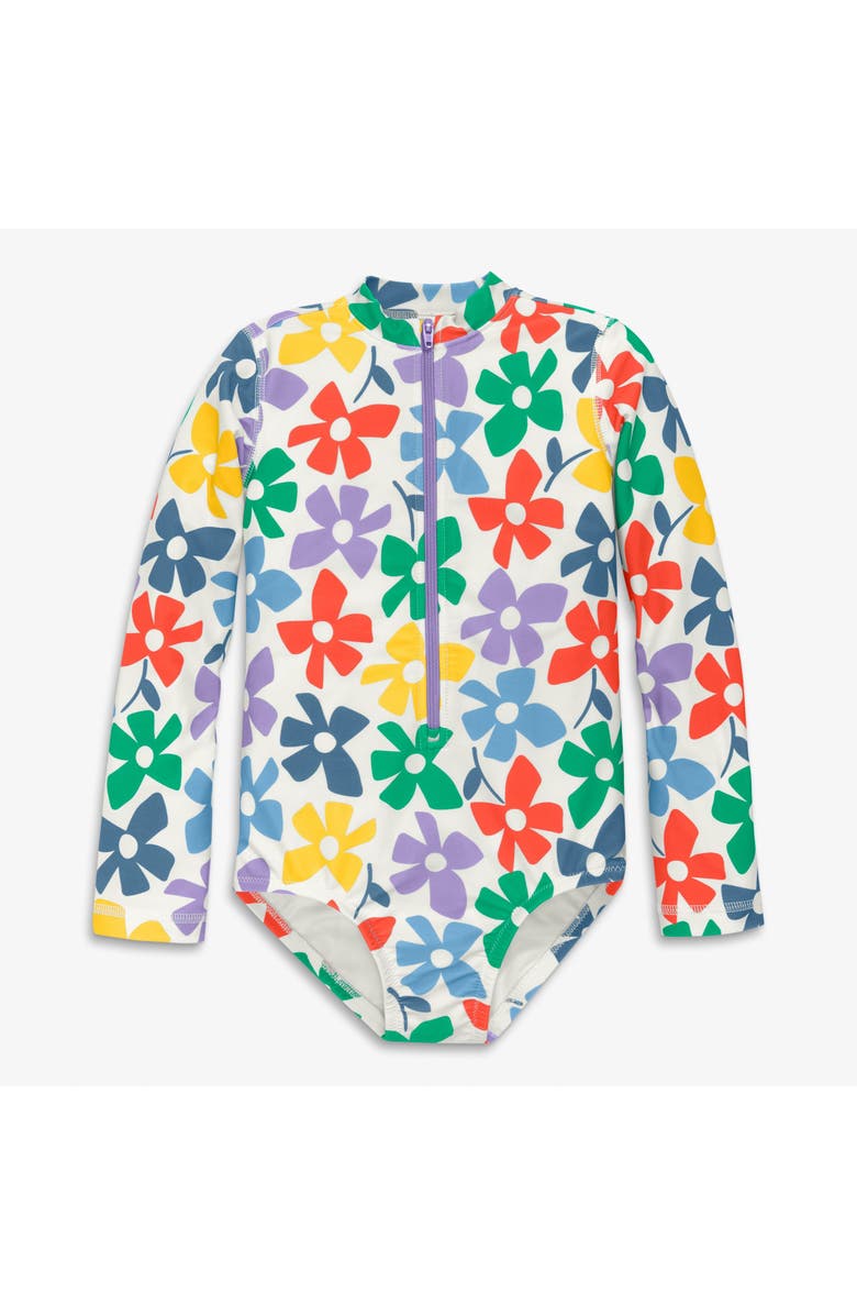 Primary Kids Long Sleeve One-Piece Rash Guard, Main, color, Multi Spring Blooms