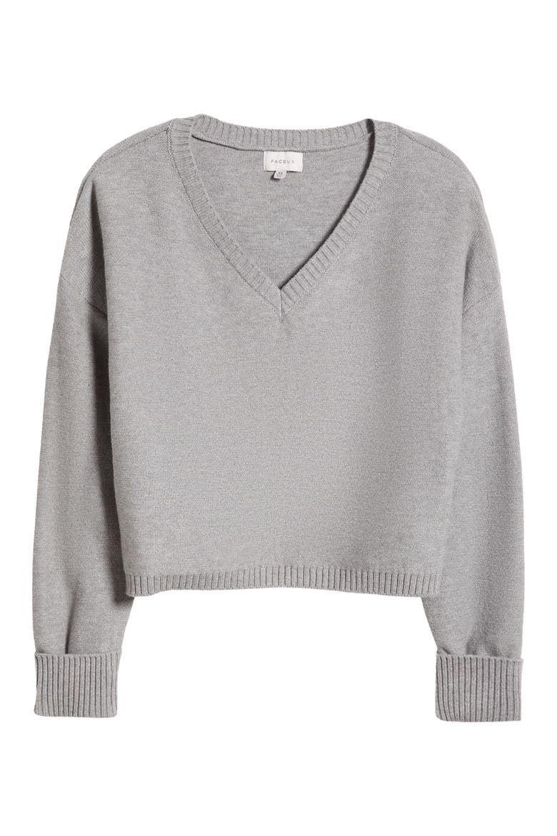 Renata V-Neck Sweater, Alternate, color, HEATHER GRAY