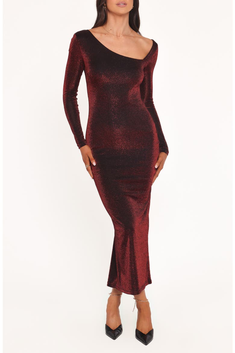 Charles Body-Con Midi Metallic Dress, Main, color, BURGUNDY