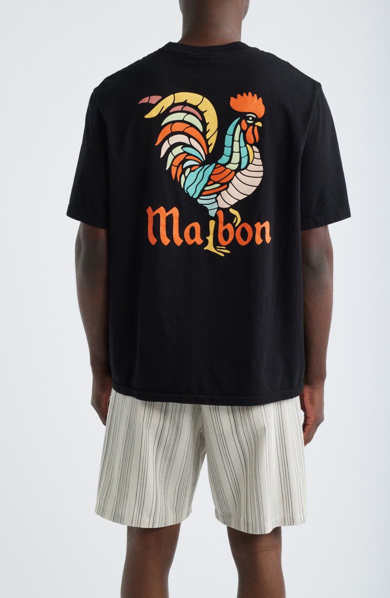 MALBON Bermuda Rooster Cotton Graphic T-Shirt, Alternate, color, Black