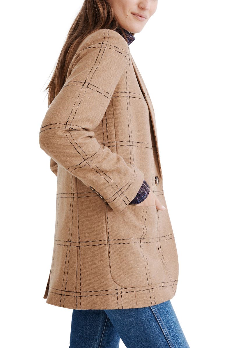 Madewell Larsen Windowpane Check Recycled Wool Blend Blazer, Alternate, color, 