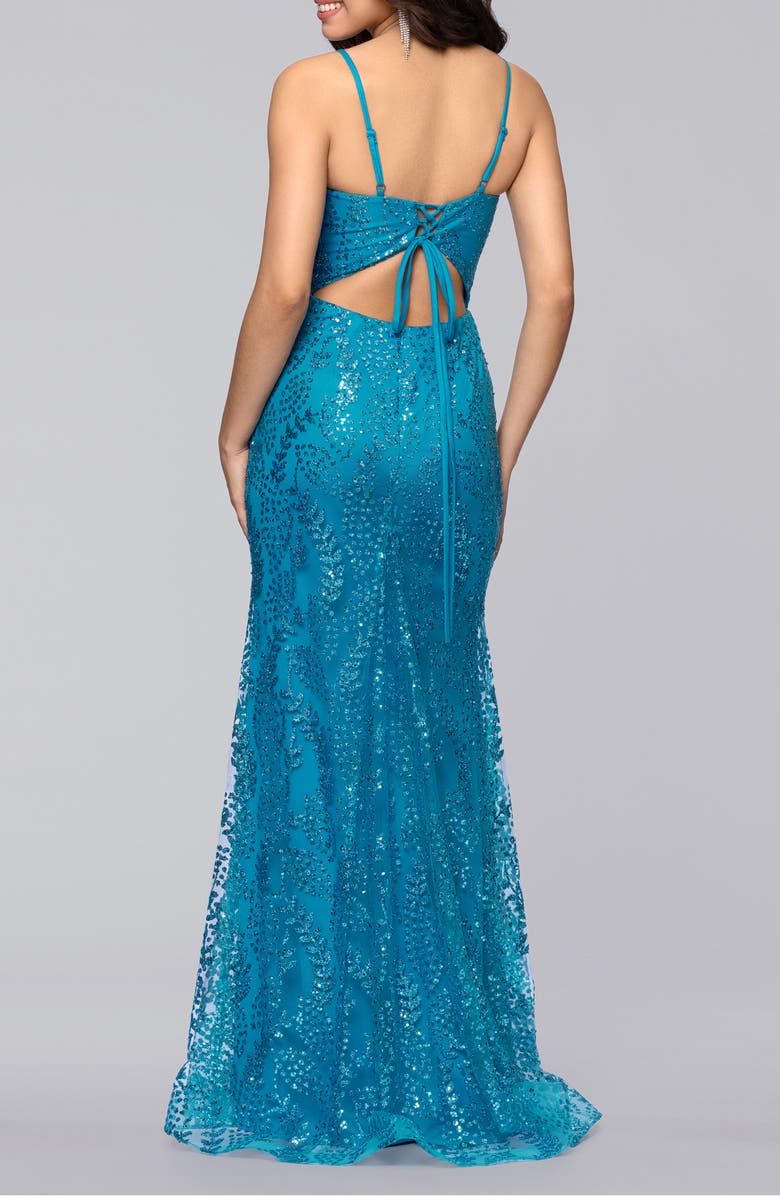 Blondie Nites V-Neck Sequin Gown, Alternate, color,