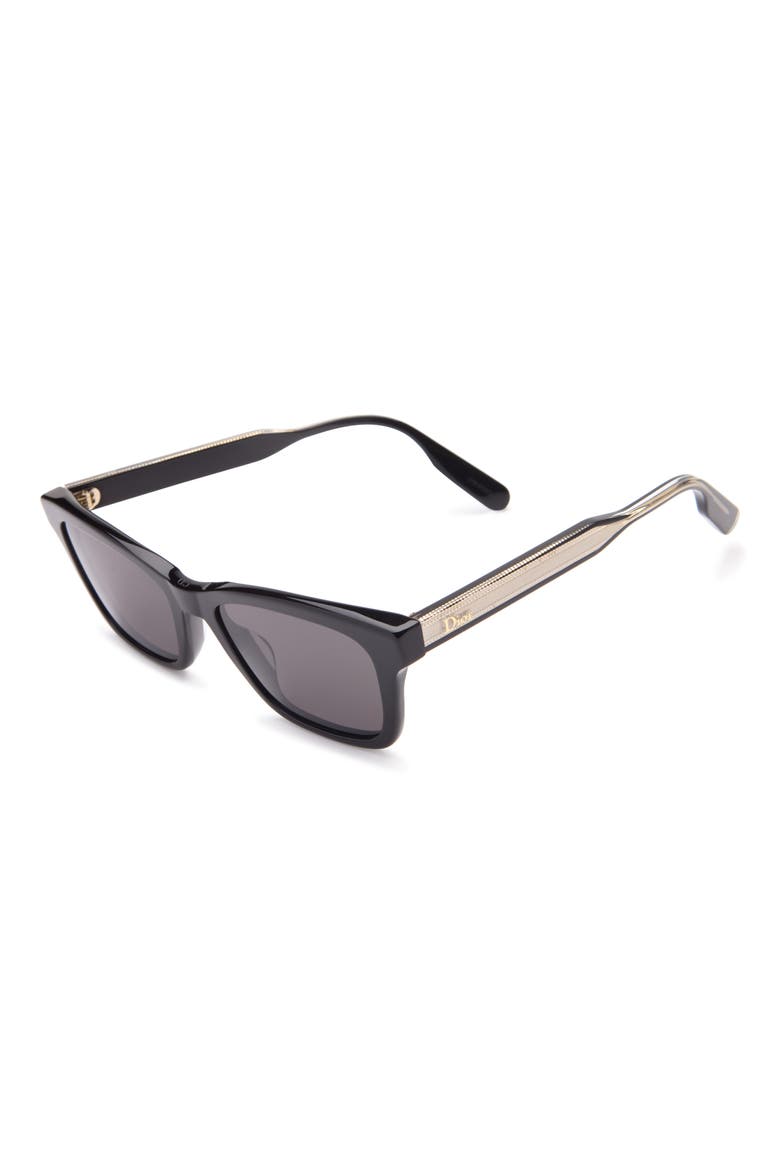 'Dioribbon S21 53mm Cat Eye Sunglasses, Alternate, color, SHINY BLACK / SMOKE