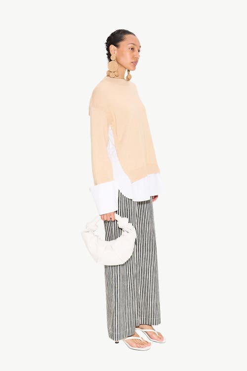 Simonmiller Pip Poplin Combo Sweater In Rice Flour/macadamia