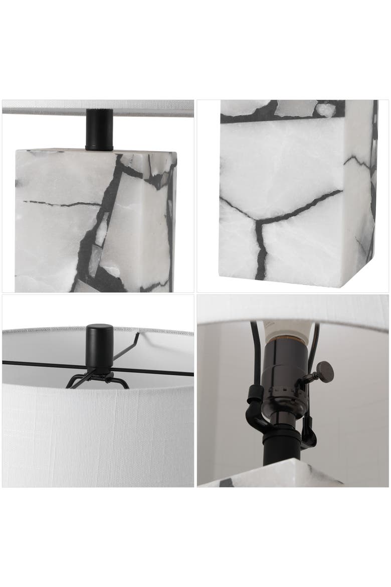 Elizabeth 24.25" Contemporary Coastal Alabaster LED Table Lamp with Body Night Light, Alternate, color, Black/White