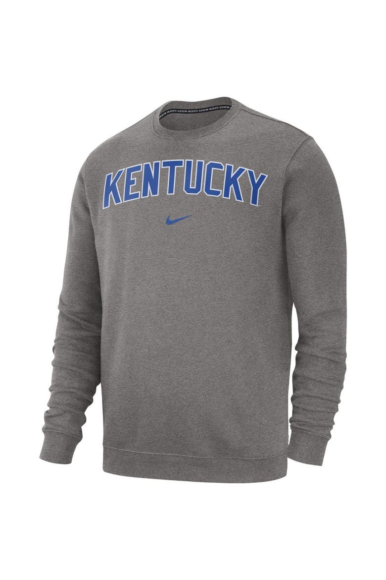 Men's Nike Heather Gray Kentucky Wildcats Club Fleece Sweatshirt, Alternate, color, Heather Gray