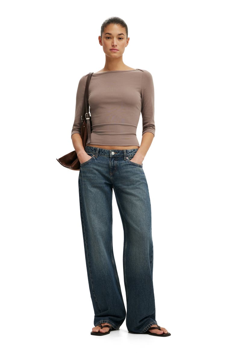 Women's 90S Boatneck ¾ Sleeve, Alternate, color, Washed Mocha