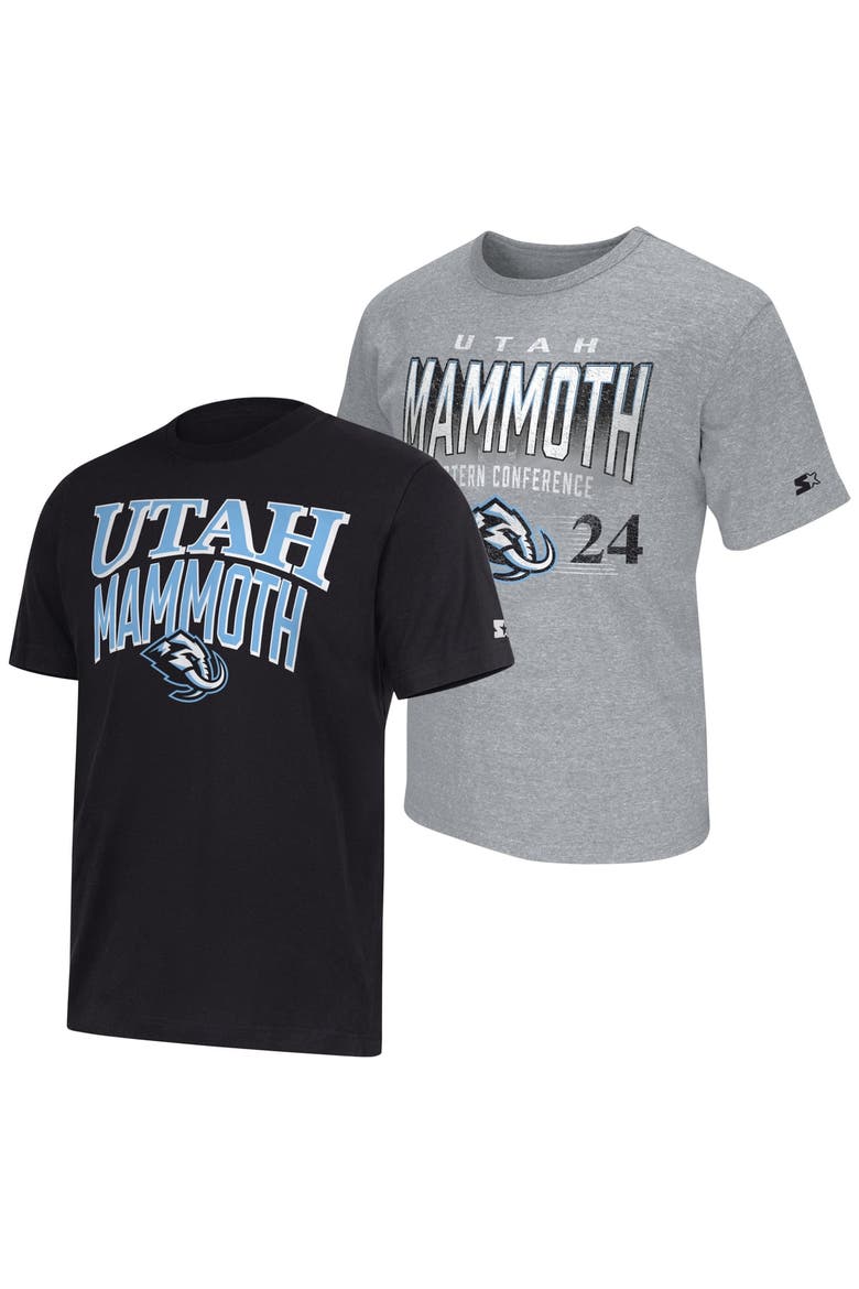 Men's Starter  Black/Heather Gray Utah Mammoth Two-Pack T-Shirt Set, Main, color, Black