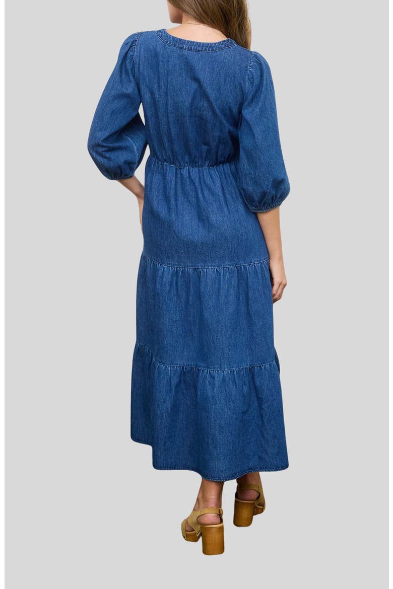 Tiered Denim Midi Dress, Alternate, color, DENIM
