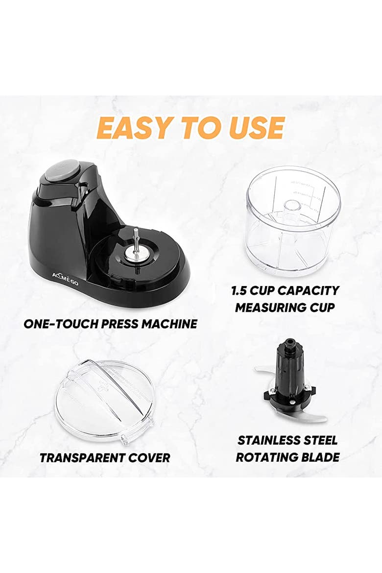 Mini Food Processor 1.5 Cup Meat &Vegetable Electric Food Chopper, Alternate, color, Black