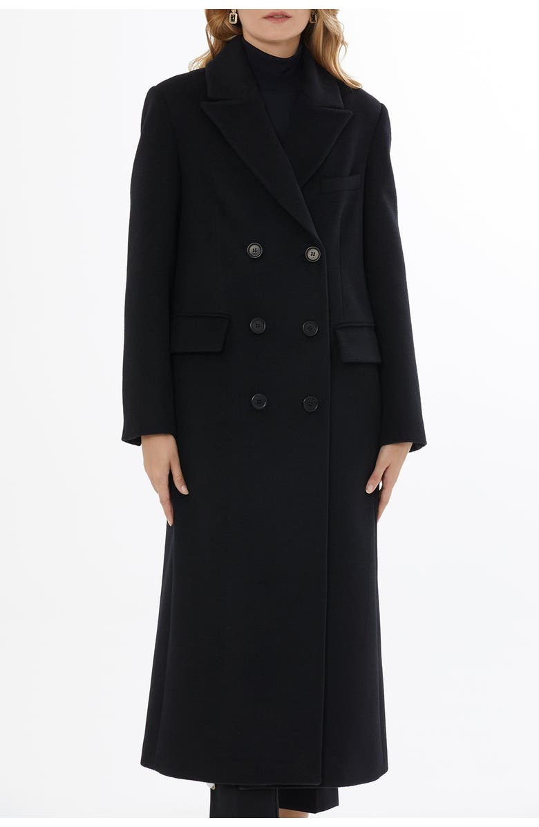 Gizia Long Coat with Back Vent and Notch Lapel, Alternate, color, Black