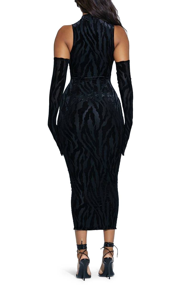 Naked Wardrobe Tiger Print Midi Body-Con Dress, Alternate, color, 