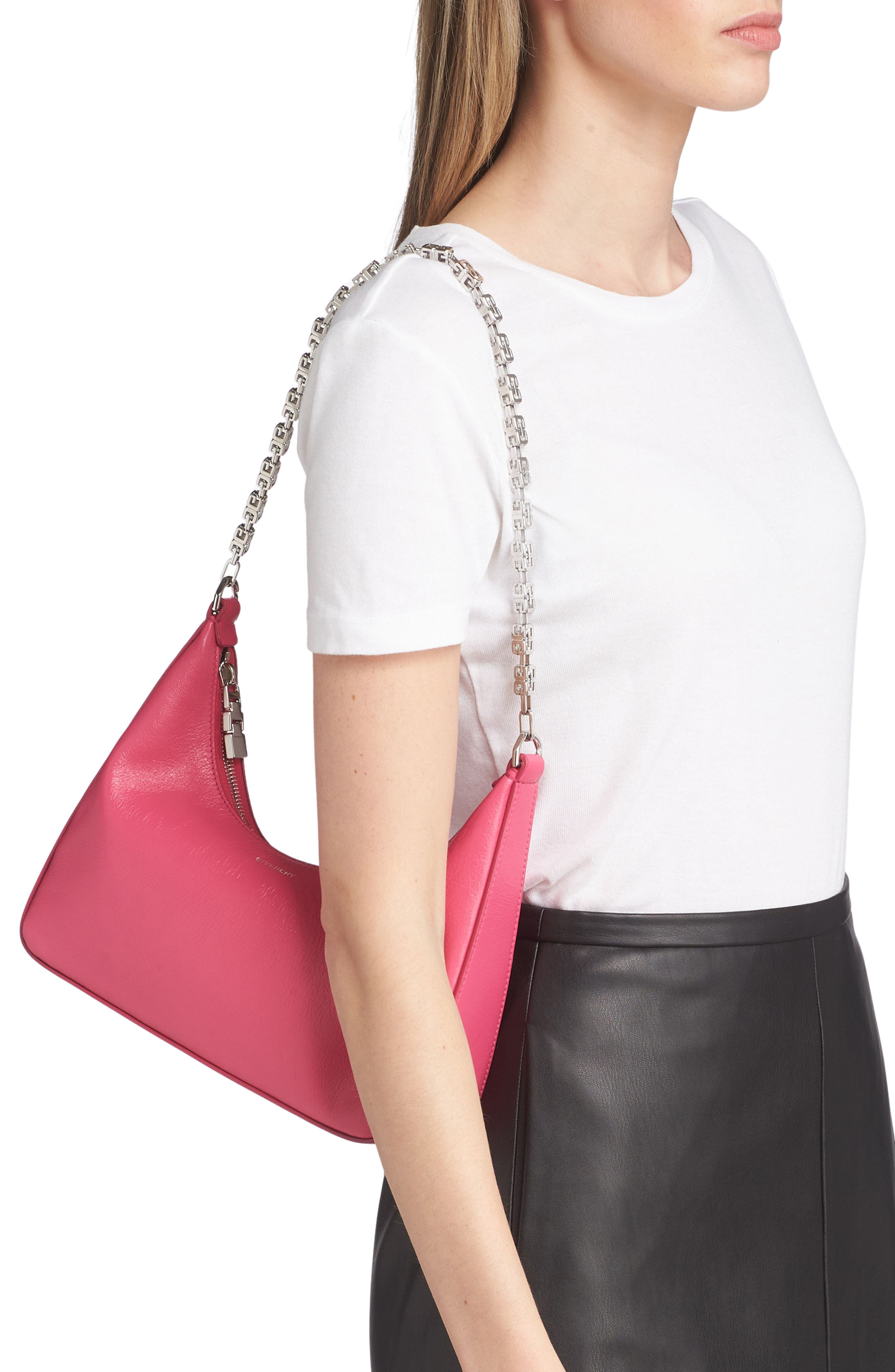 Givenchy Small Moon Cutout Leather Hobo Bag, Alternate, color, 