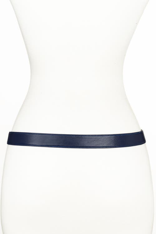 Raina Belts Rider Circle Buckle Leather Belt In Blue