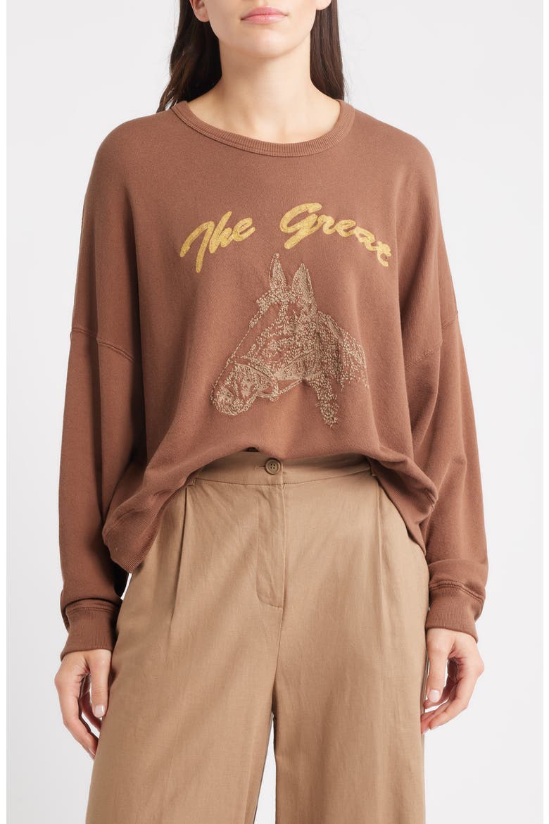 The Teammate Horse Graphic Sweatshirt, Main, color, UMBER