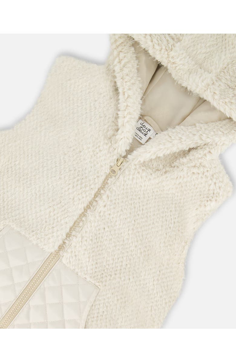 Deux par Deux Girl's Hooded Vest With Pocket Beige, Alternate, color, 