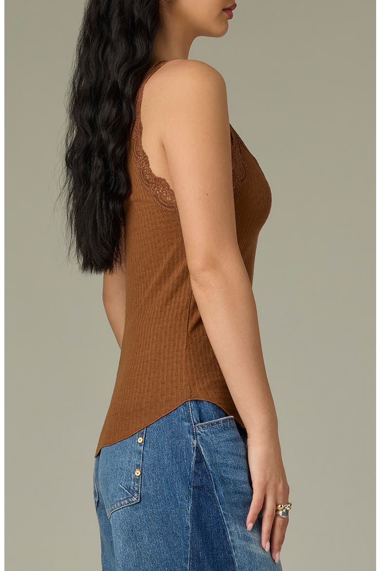Lace Trim Rib Camisole, Alternate, color, PECAN