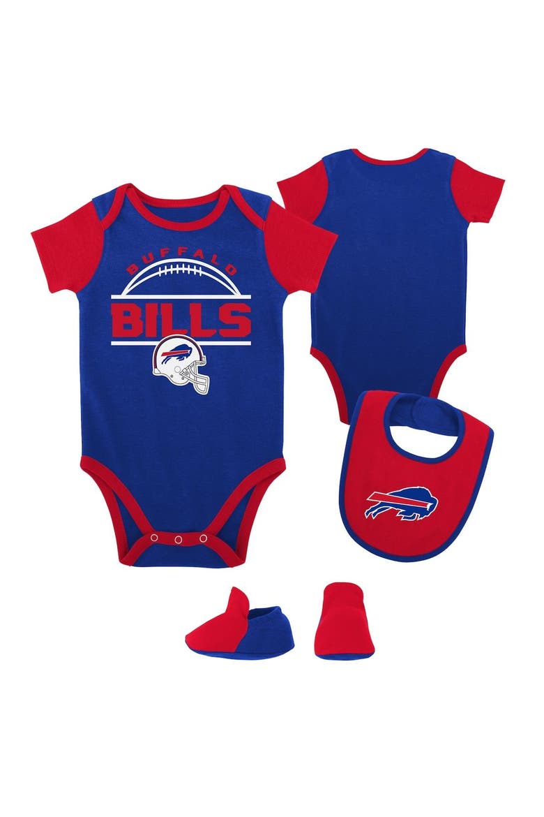 Newborn & Infant Royal/Red Buffalo Bills Home Field Advantage Three-Piece Bodysuit, Bib & Booties Set, Main, color, Royal