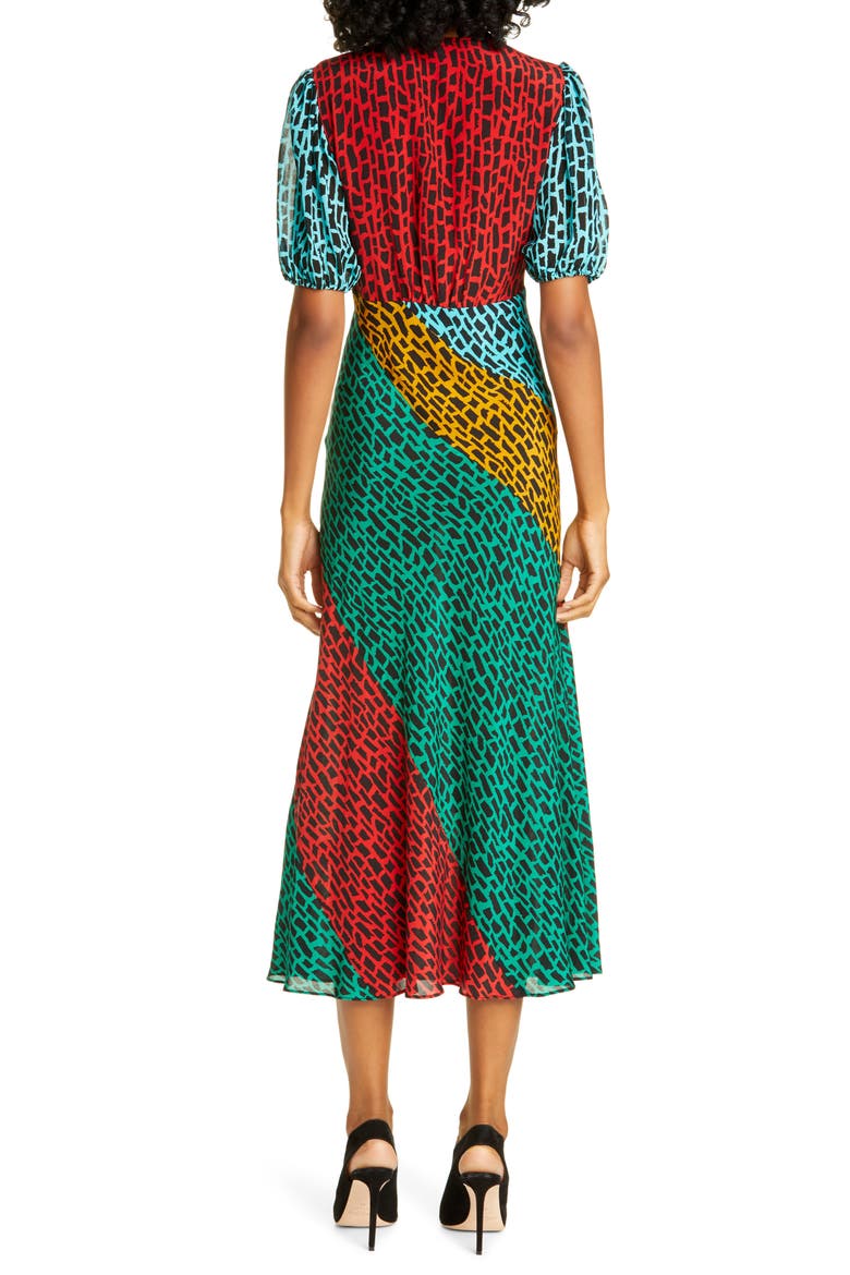 Amber Colorblock Giraffe Print Silk Blend Dress, Alternate, color, GIRAFFE MULTI
