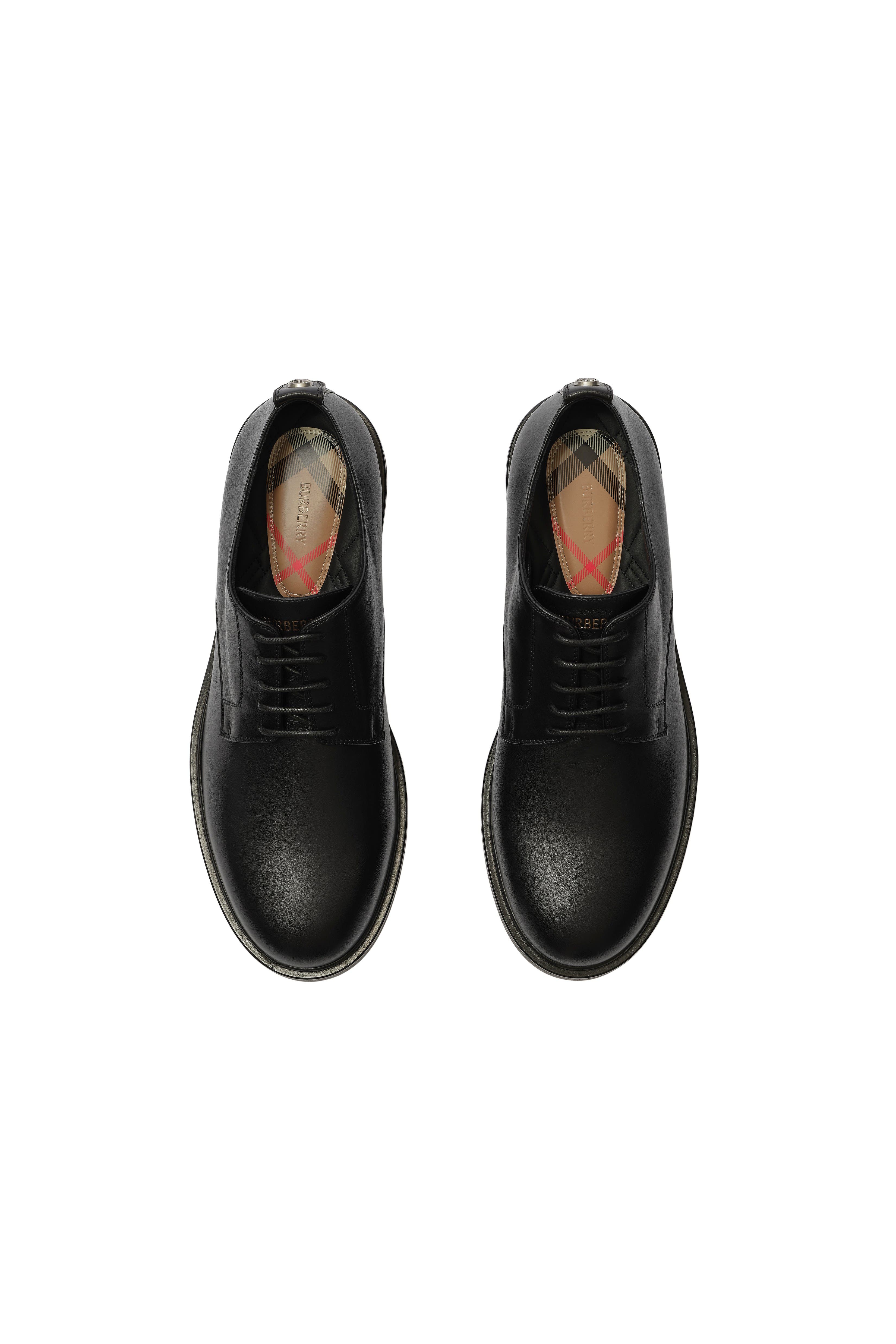 Burberry Leather Pembroke Derby Shoes, Alternate, color, Black